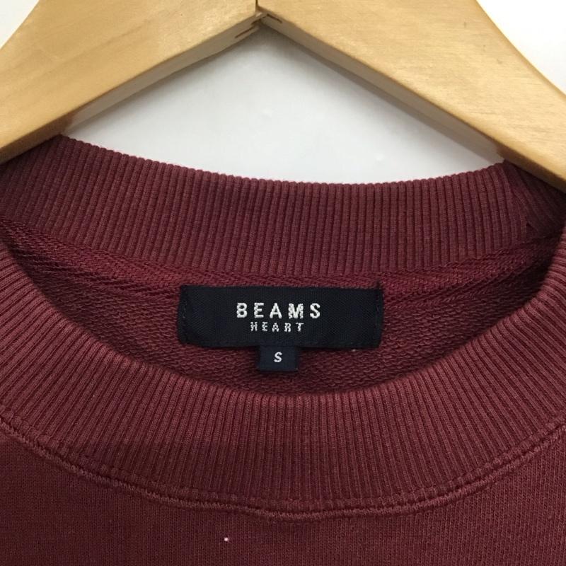 ビームス ハート BEAMS HEART トレーナー 長袖 長袖トレーナー スウェット クルーネック プルオーバー S ロゴ、文字 えんじ / ワインレッド /  メンズ USED 古着 中古 10142381