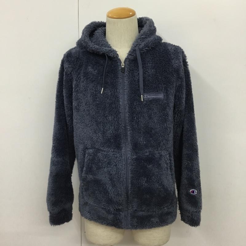 チャンピオン Champion ジャケット、上着 ジャンパー、ブルゾン c3-l615 ジップフードフリースジャケット ジップアップパーカー 長袖パーカー L ロゴ、文字 紺 / ネイビー /  メンズ USED 古着 中古 10109397