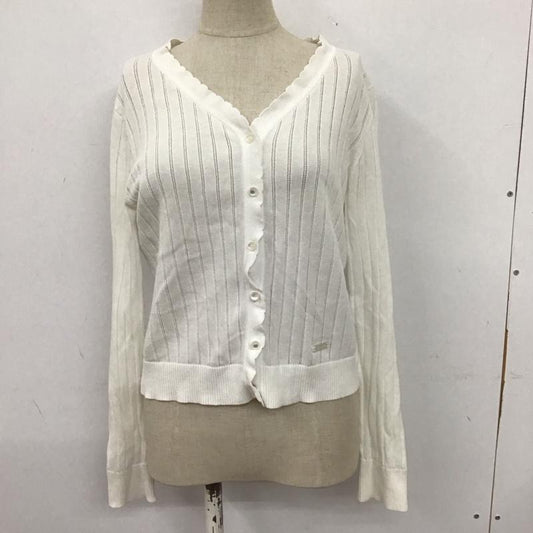 ブルーレーベル・クレストブリッジ BLUE LABEL CRESTBRIDGE カーディガン 長袖 長袖カーディガン 長袖カットソー ノーカラージャケット 前開カーディガン 38 無地 白 / ホワイト /  レディース USED 古着 中古 10107358