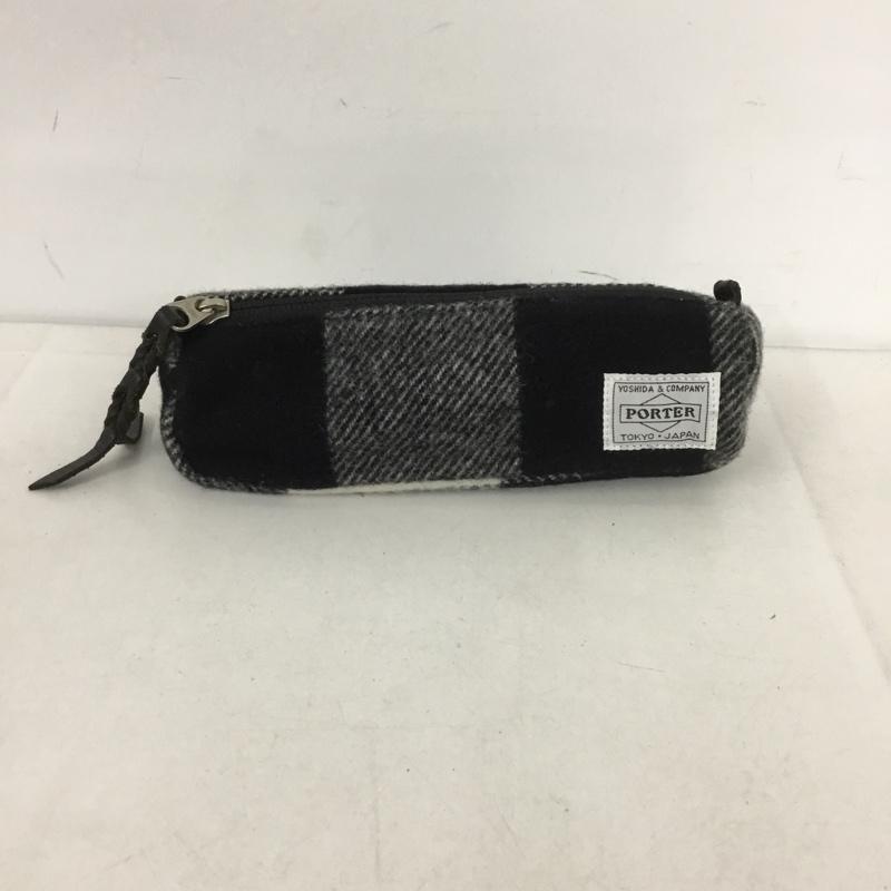 ポーター PORTER ファッション小物 ファッション小物 ペンケース ESSENTIAL DESIGNS チェック ロゴ、文字 白 / ホワイト / X 黒 / ブラック /  メンズ USED 古着 中古 10139077