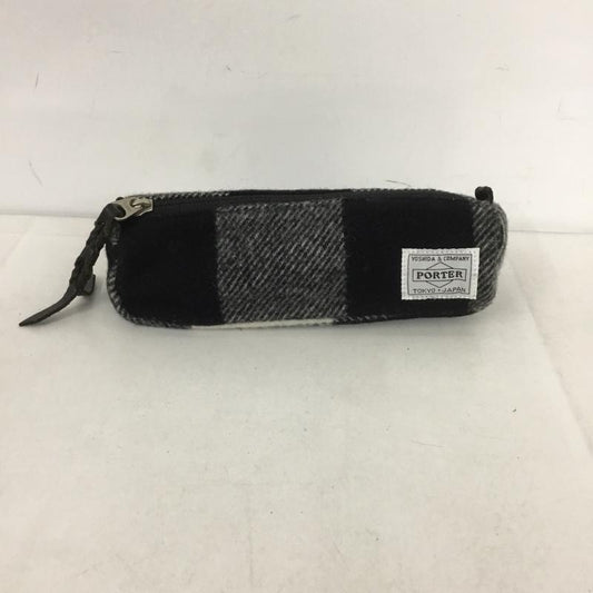 ポーター PORTER ファッション小物 ファッション小物 ペンケース ESSENTIAL DESIGNS チェック ロゴ、文字 白 / ホワイト / X 黒 / ブラック /  メンズ USED 古着 中古 10139077