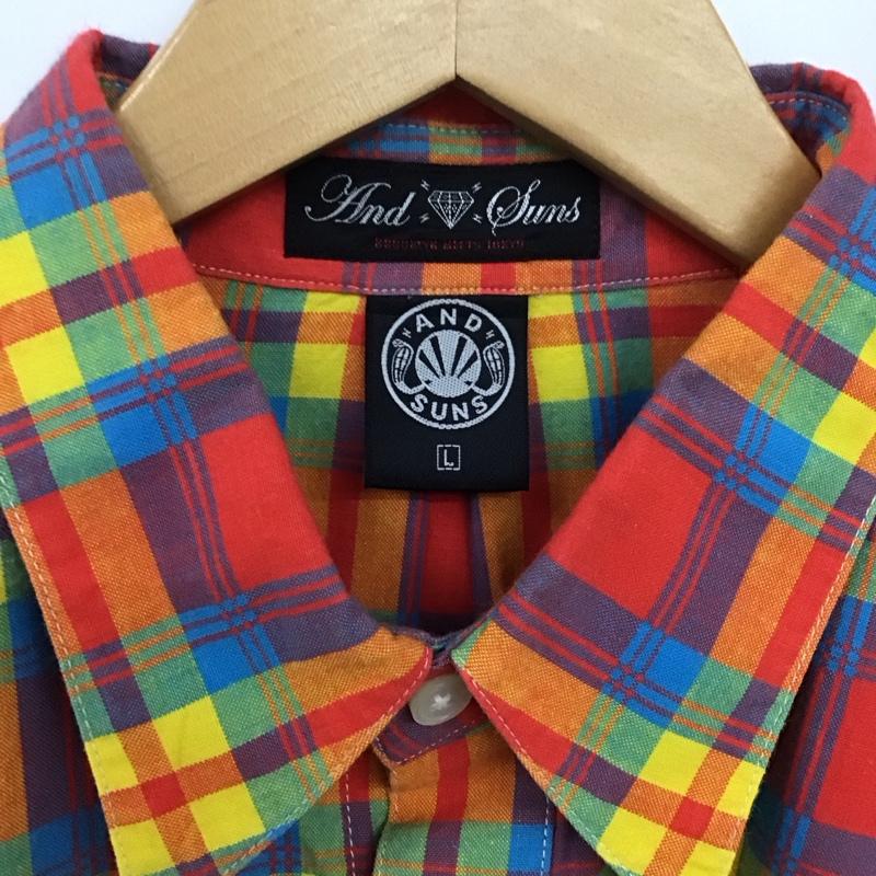アンドサンズ ANDSUNS シャツ、ブラウス 半袖 L チェック マルチカラー / マルチカラー /  メンズ USED 古着 中古 10132022