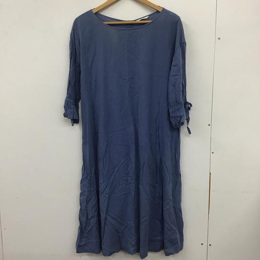 エヘカソポ ehka sopo ワンピース ロングスカート 半袖ロングワンピース フレアスカート パフスリーブ M 無地 青 / ブルー /  レディース USED 古着 中古 10136429