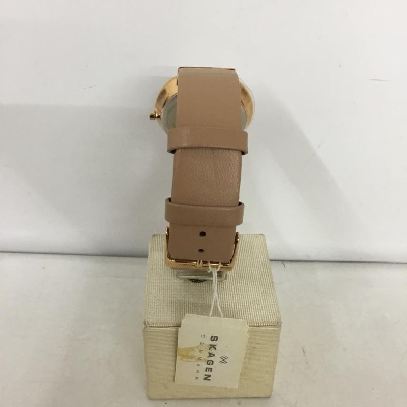 スカーゲン SKAGEN 腕時計 アナログ（クォーツ式） SKW2168 レザーベルト ロゴ、文字 ベージュ / ベージュ /  レディース USED 古着 中古 10135183