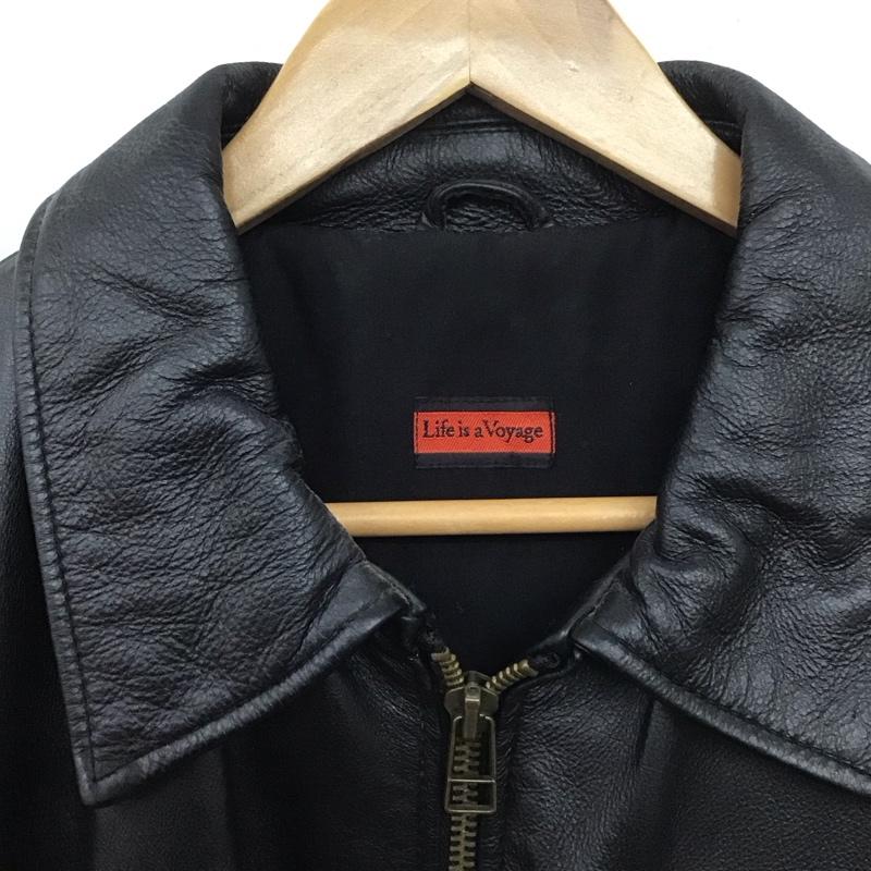古着 USED ジャケット、上着 ジャンパー、ブルゾン レザージャケット ジップアップジャケット アウター 古着 無地 黒 / ブラック /  メンズ USED 古着 中古 10139657