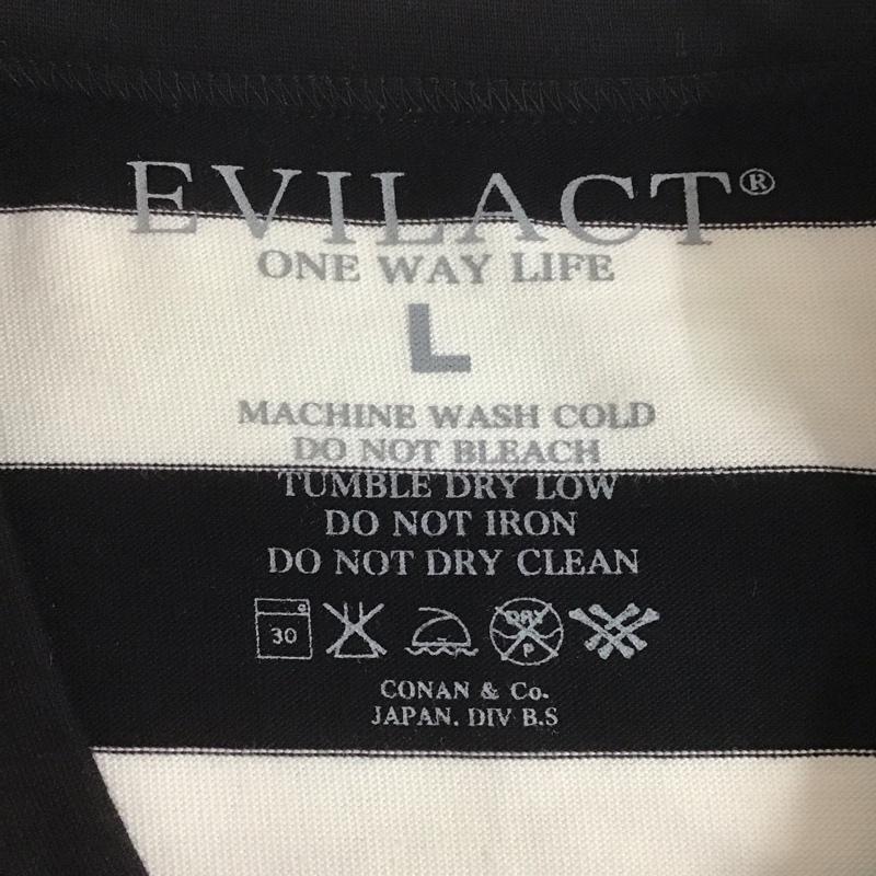 イーブルアクト EVILACT カットソー 長袖 長袖カットソー クルーネックカットソー ボーダー長袖Tシャツ L ボーダー柄 白 / ホワイト / X 黒 / ブラック /  メンズ USED 古着 中古 10107138