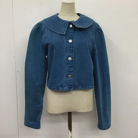 ザラ ZARA ジャケット、上着 ジャケット、ブレザー 6688 002 409 クロップド丈 丸襟 デニムジャケット M 無地 青 / ブルー /  レディース USED 古着 中古 10109707
