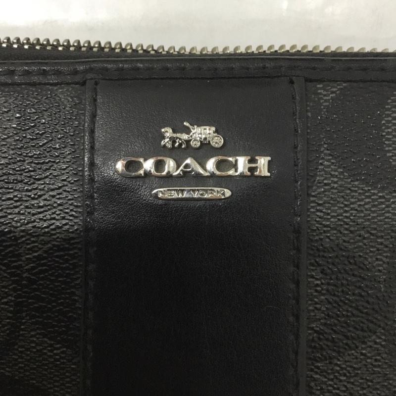 コーチ COACH 財布 長財布 F54630 シグネチャー ラウンドファスナー ロゴ、文字 黒 / ブラック /  レディース USED 古着 中古 10124186