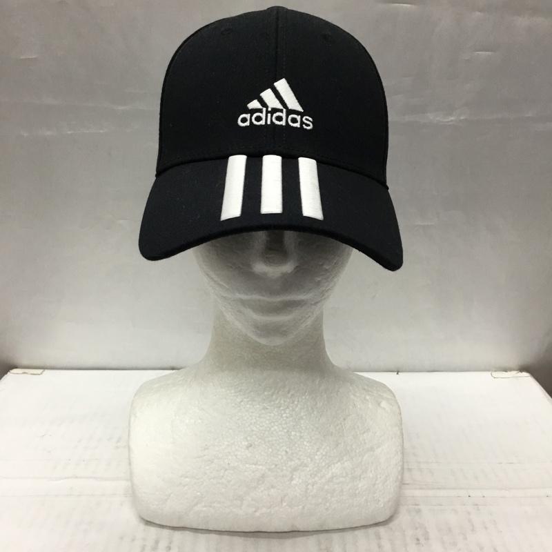 アディダス adidas 帽子 キャップ FK0894 ベースボール 3ストライプス ロゴ、文字 黒 / ブラック / X 白 / ホワイト /  メンズ USED 古着 中古 10107886