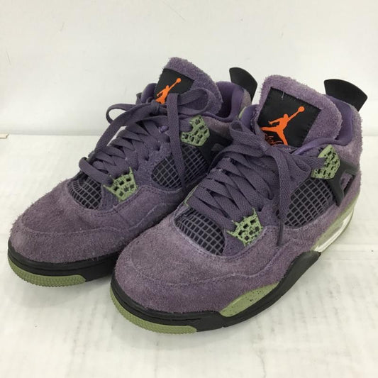 ナイキ NIKE スニーカー スニーカー AQ9129-500 WMNS AIR JORDAN 4 RETRO 23.5cm 23.5cm ワンポイント 紫 / パープル / X 黒 / ブラック / X カーキ / カーキ /  レディース USED 古着 中古 10109899