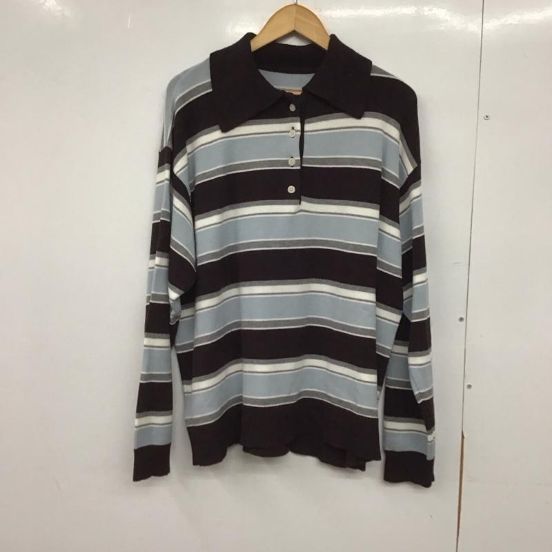 ローリーズファーム LOWRYS FARM ニット、セーター 長袖 長袖ニットカットソー カラーネック セーター FREE ボーダー柄 マルチカラー / マルチカラー /  レディース USED 古着 中古 10147642