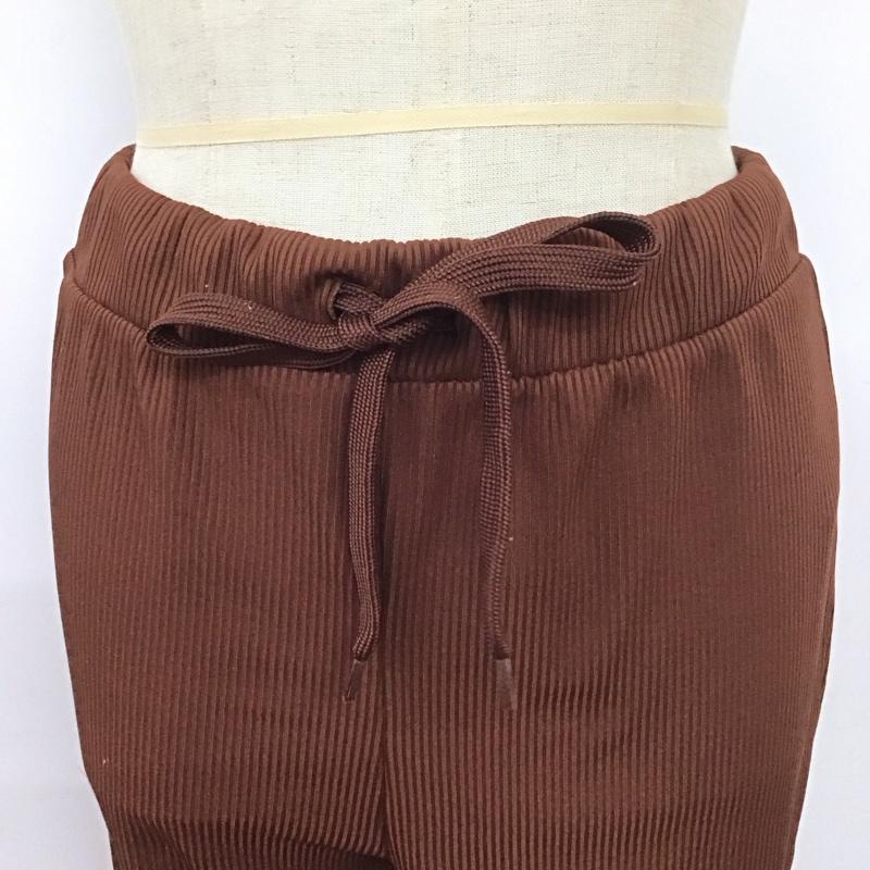 ジーナシス JEANASIS ボトムス ボトムス JS050284AK リブパンツ 裾スリット FREE 無地 茶 / ブラウン /  レディース USED 古着 中古 10113005