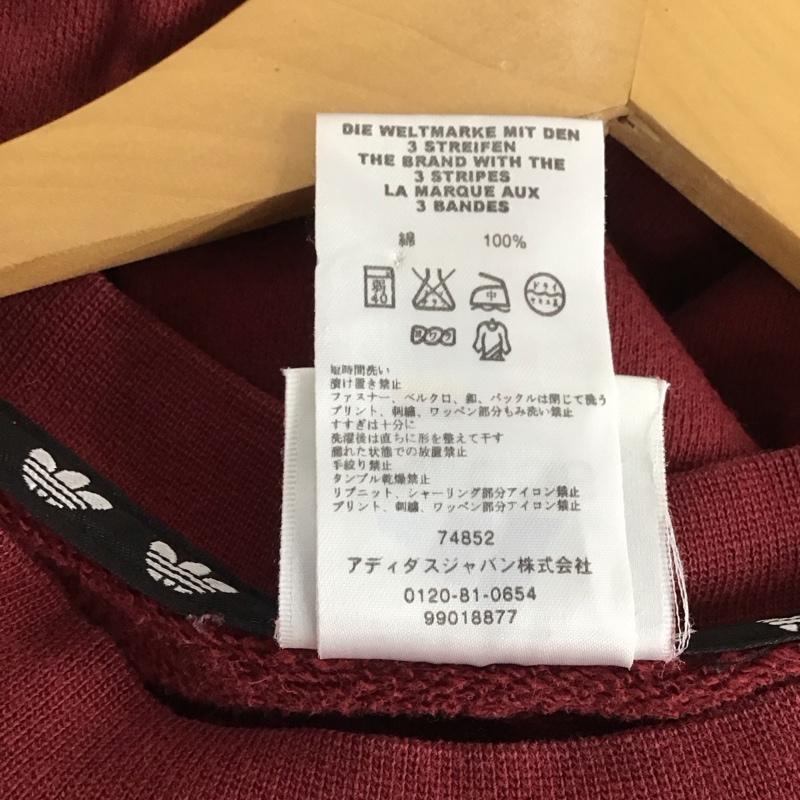 アディダス adidas トレーナー 長袖 長袖トレーナー スウェット クルーネック プルオーバー S ロゴ、文字 えんじ / ワインレッド /  メンズ USED 古着 中古 10131490