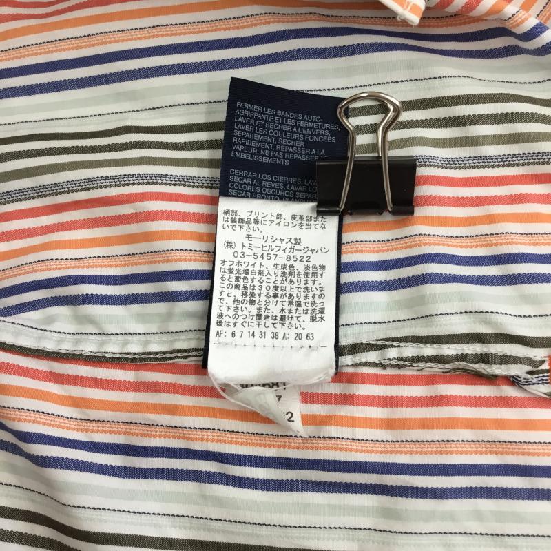 トミーヒルフィガー TOMMY HILFIGER シャツ、ブラウス 長袖 TOMMY HILFIGER 長袖シャツ M ストライプ 白 / ホワイト / X 青 / ブルー / X 赤 / レッド / X 橙 / オレンジ / X 薄緑 / ライトグリーン /  メンズ USED 古着 中古 10129217