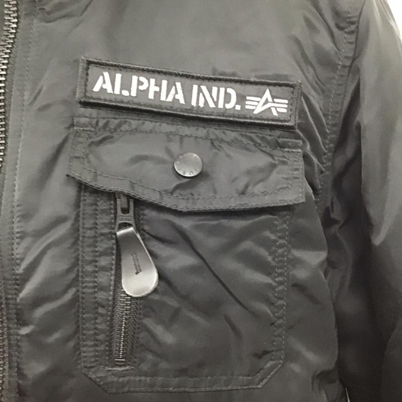 アルファインダストリー Alpha Industries ジャケット、上着 ジャケット、ブレザー ジップアップジャケット アウター フード付きジャケット XL ロゴ、文字 黒 / ブラック /  メンズ USED 古着 中古 10125147