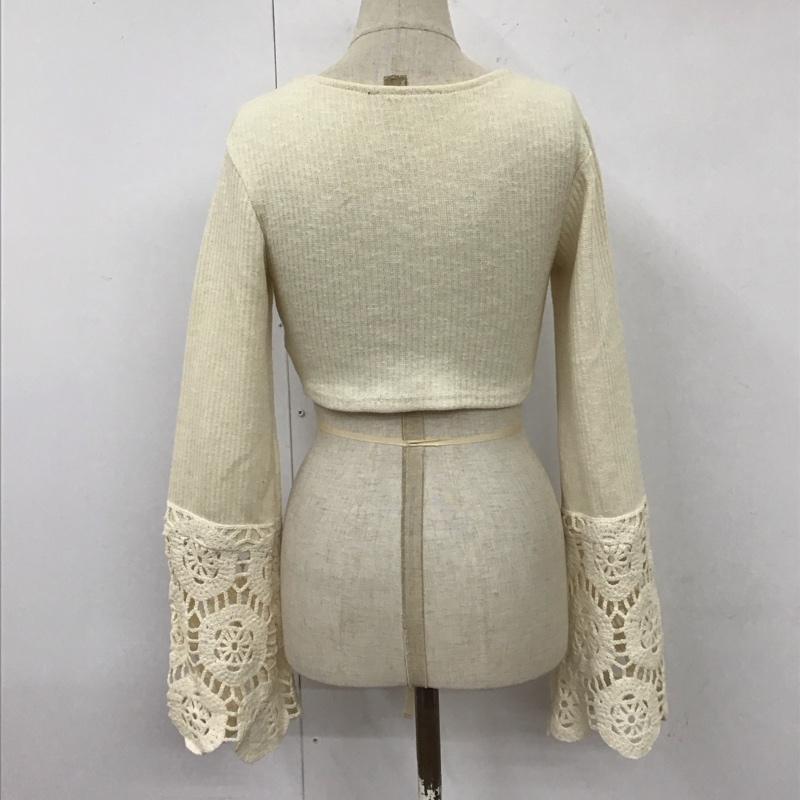 ザラ ZARA ニット、セーター 長袖 1014 816 712 ショート丈 クロップド丈 クロッシェ S  オフホワイト / オフホワイト /  レディース USED 古着 中古 10118465