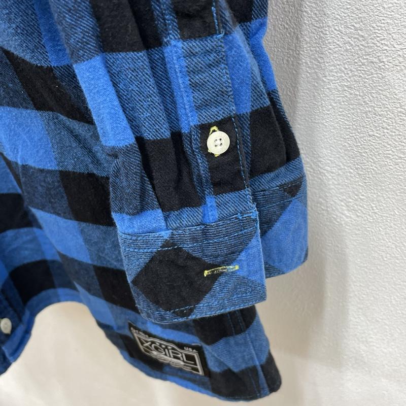 エックスガール X-girl シャツ、ブラウス 長袖 X-GIRL / ロングスリーブチェックシャツ / シャツワンピ / ワンピース / 刺繍ロゴ / チェーンステッチ / 0533901 / 1 1 チェック X 刺繍 X ロゴ、文字 青 / ブルー / blue レディース USED 古着 中古 50092469