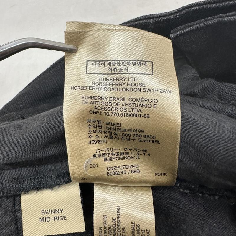 バーバリー BURBERRY パンツ デニム、ジーンズ 8008245 CHECK DETAIL スキニーフィット ジーンズ 28インチ 黒 / ブラック / black レディース USED 古着 中古 50093089