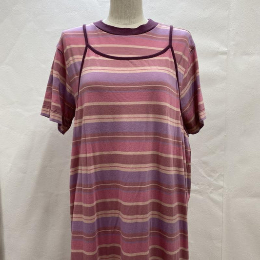 ビームス BEAMS ワンピース ロングスカート 2021ss キャミワンピ Tシャツ セット 21S-YM602-2 21S-YM007-3 FREE ボーダー柄 桃 / ピンク / pink レディース USED 古着 中古 50093400
