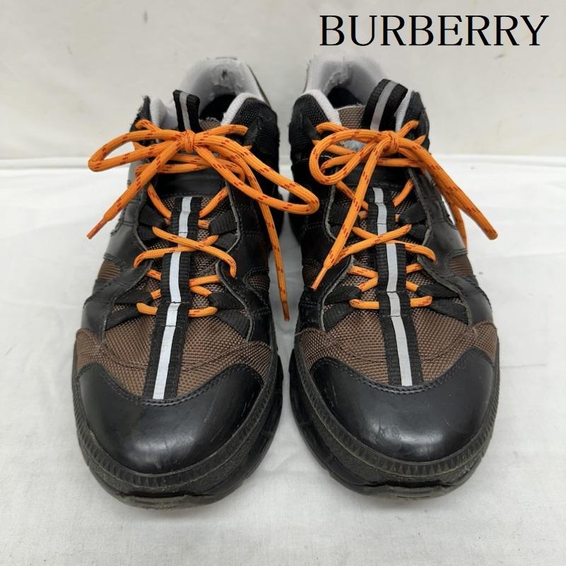 バーバリー BURBERRY スニーカー スニーカー Nylon and Nubuck Union 厚底 ユニオン スニーカー 40 25.0cm 黒 / ブラック / black X 茶 / ブラウン / brown レディース USED 古着 中古 50095379