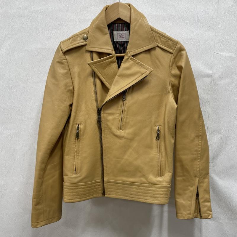 ビービーゴシップ B.BGOSSIP ジャケット、上着 レザージャケット B.B gossip ダブル ライダース 山羊革 ゴートレザー ストライプ ベージュ / ベージュ / beige X キャメル / キャメル / メンズ USED 古着 中古 50096238