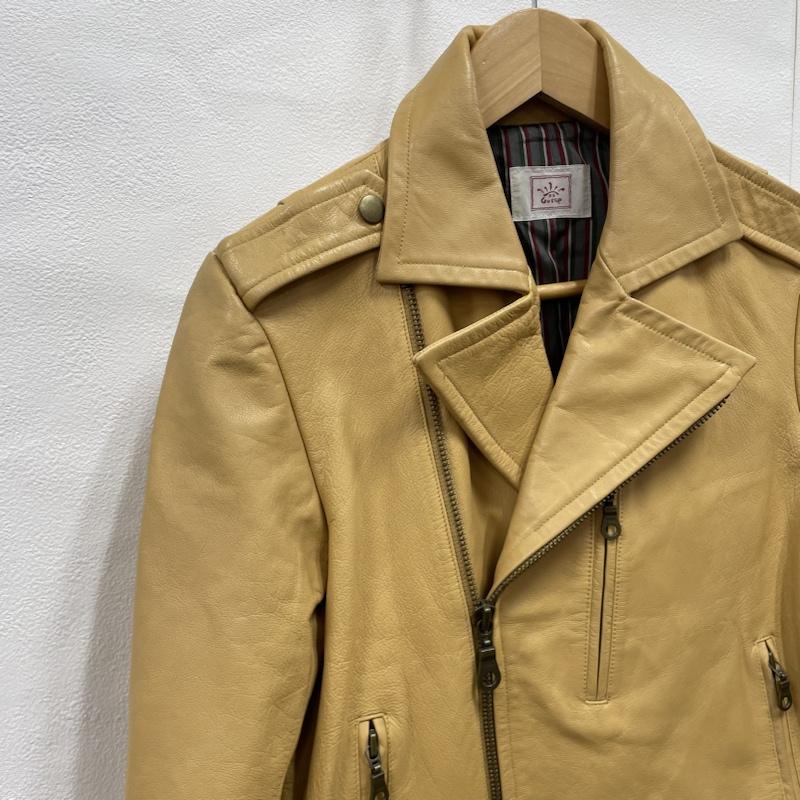ビービーゴシップ B.BGOSSIP ジャケット、上着 レザージャケット B.B gossip ダブル ライダース 山羊革 ゴートレザー ストライプ ベージュ / ベージュ / beige X キャメル / キャメル / メンズ USED 古着 中古 50096238