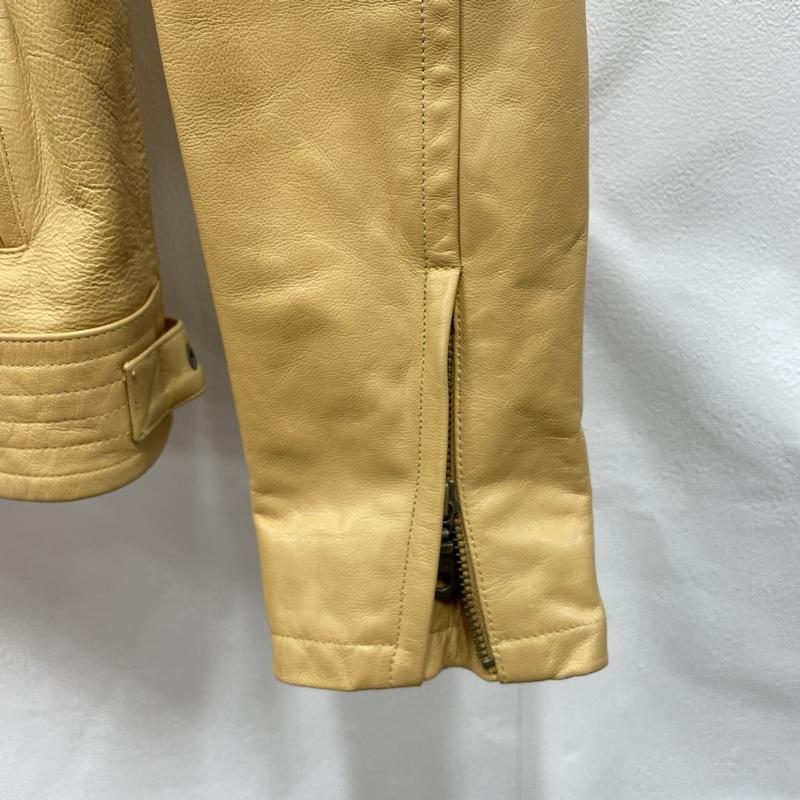 ビービーゴシップ B.BGOSSIP ジャケット、上着 レザージャケット B.B gossip ダブル ライダース 山羊革 ゴートレザー ストライプ ベージュ / ベージュ / beige X キャメル / キャメル / メンズ USED 古着 中古 50096238