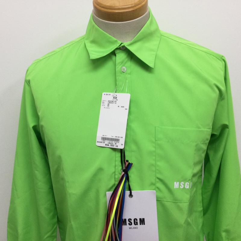 エムエスジーエム MSGM シャツ、ブラウス 長袖 2640ME10R バックデカロゴプリント 長袖ドレスシャツ タグ付き サイズ 15 1/2 M ロゴ、文字 薄緑 / ライトグリーン / メンズ USED 古着 中古 50097708