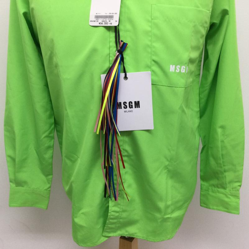 エムエスジーエム MSGM シャツ、ブラウス 長袖 2640ME10R バックデカロゴプリント 長袖ドレスシャツ タグ付き サイズ 15 1/2 M ロゴ、文字 薄緑 / ライトグリーン / メンズ USED 古着 中古 50097708