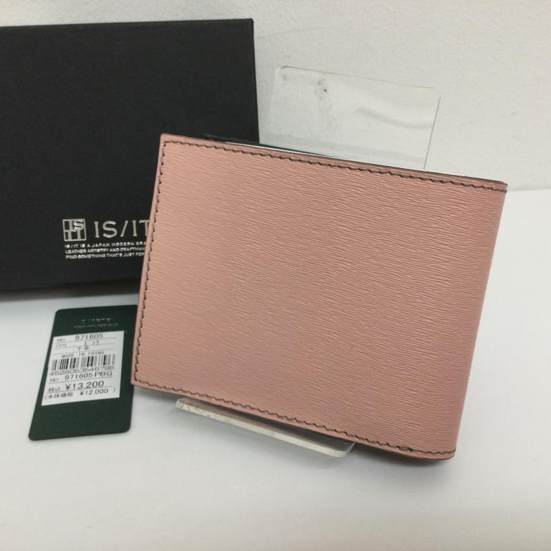 古着 USED 財布 二つ折り IS/IT イズ イット 971605 ペッパー 2ッ折財布 レザー ウォレット タグ・箱付 - 無地 桃 / ピンク / pink メンズ USED 古着 中古 50098460