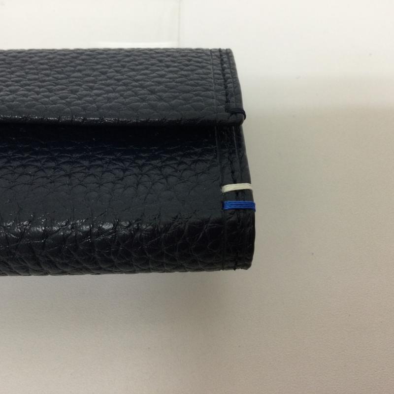 古着 USED 財布 コンパクト財布 IS/IT イズ イット 341041 水シボエンボス加工 やぎ革コンパクトウオレット タグ・箱付 - 無地 紺 / ネイビー / navy メンズ USED 古着 中古 50098461