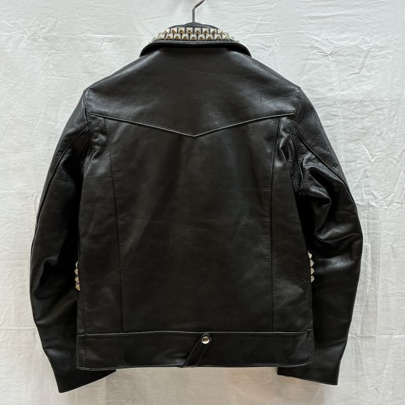 ベドウィン BEDWIN ジャケット、上着 レザージャケット Devilock デビロック 22SS スタッズ カーフレザー ダブル ライダース 鋲ジャン 3 黒 / ブラック / black メンズ USED 古着 中古 50098510