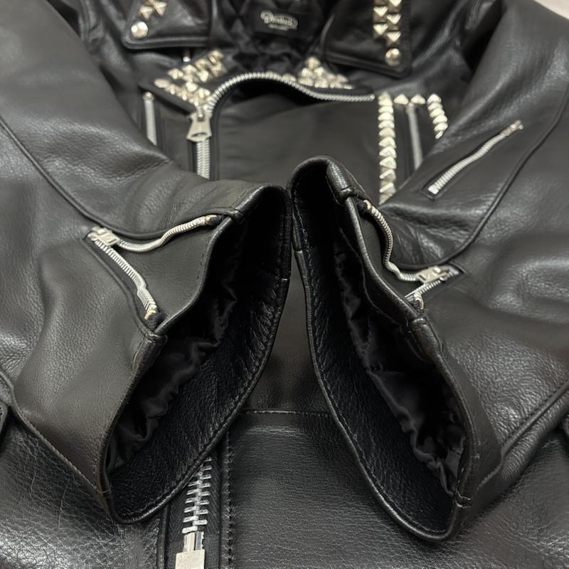 ベドウィン BEDWIN ジャケット、上着 レザージャケット Devilock デビロック 22SS スタッズ カーフレザー ダブル ライダース 鋲ジャン 3 黒 / ブラック / black メンズ USED 古着 中古 50098510