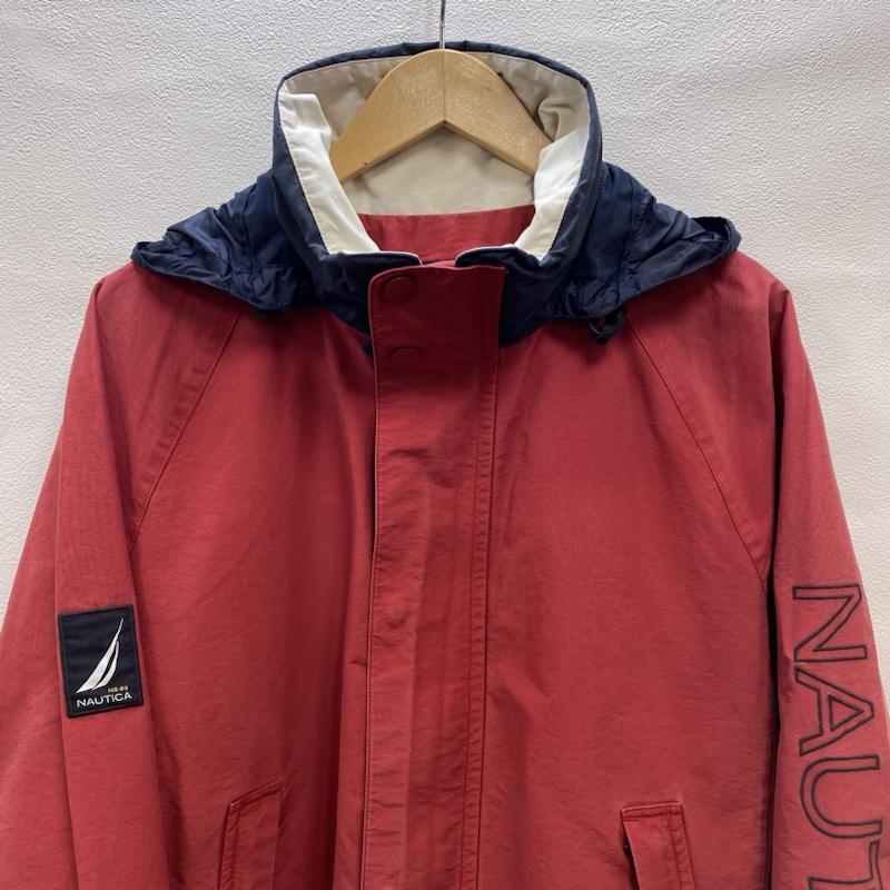 ノーティカ NAUTICA ジャケット、上着 ジャンパー、ブルゾン NAUTICA ジップアップ ナイロンジャケット 刺繍ロゴ 収納式フード M M ロゴ、文字 X 刺繍 赤 / レッド / red X 白 / ホワイト / white X 紺 / ネイビー / navy メンズ USED 古着 中古 50098519