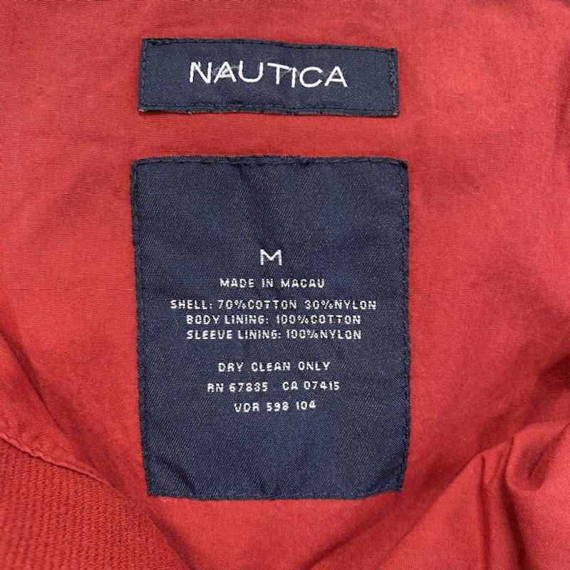 ノーティカ NAUTICA ジャケット、上着 ジャンパー、ブルゾン NAUTICA ジップアップ ナイロンジャケット 刺繍ロゴ 収納式フード M M ロゴ、文字 X 刺繍 赤 / レッド / red X 白 / ホワイト / white X 紺 / ネイビー / navy メンズ USED 古着 中古 50098519