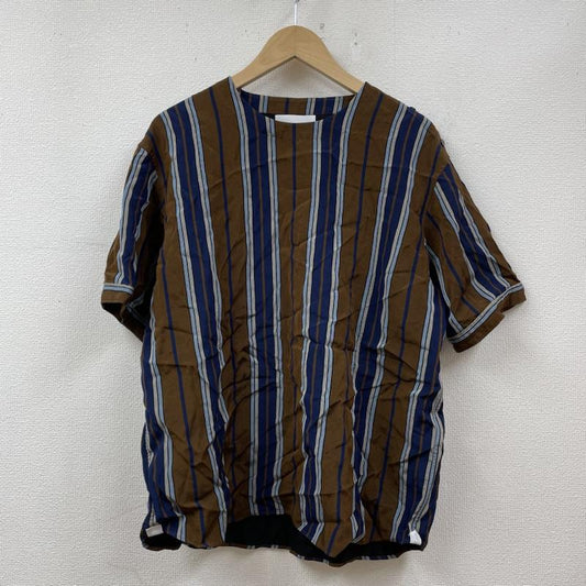 レインメーカー RAINMAKER カットソー 半袖 半袖 カットソー Tシャツ shirt ストライプ ショルダー ボタン クルーネック RM181-036 4 ストライプ 青 / ブルー / blue X 茶 / ブラウン / brown レディース USED 古着 中古 50098775