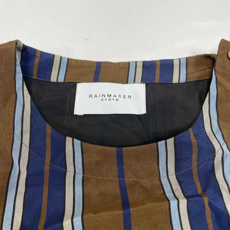 レインメーカー RAINMAKER カットソー 半袖 半袖 カットソー Tシャツ shirt ストライプ ショルダー ボタン クルーネック RM181-036 4 ストライプ 青 / ブルー / blue X 茶 / ブラウン / brown レディース USED 古着 中古 50098775