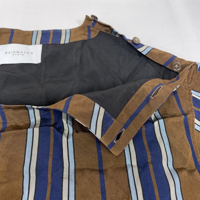 レインメーカー RAINMAKER カットソー 半袖 半袖 カットソー Tシャツ shirt ストライプ ショルダー ボタン クルーネック RM181-036 4 ストライプ 青 / ブルー / blue X 茶 / ブラウン / brown レディース USED 古着 中古 50098775