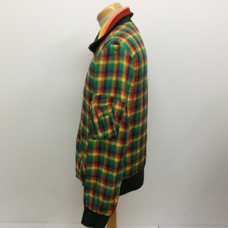 ポールスミス Paul Smith ジャケット、上着 ジャンパー、ブルゾン 173104 麻・レーヨン混 マドラスチェック柄 マルチストライプ トラックジャケット ライトアウター XL チェック X ストライプ 赤 / レッド / red X 緑 / グリーン / green X 黄 / イエロー / yellow メンズ USED 古着 中古 50098947
