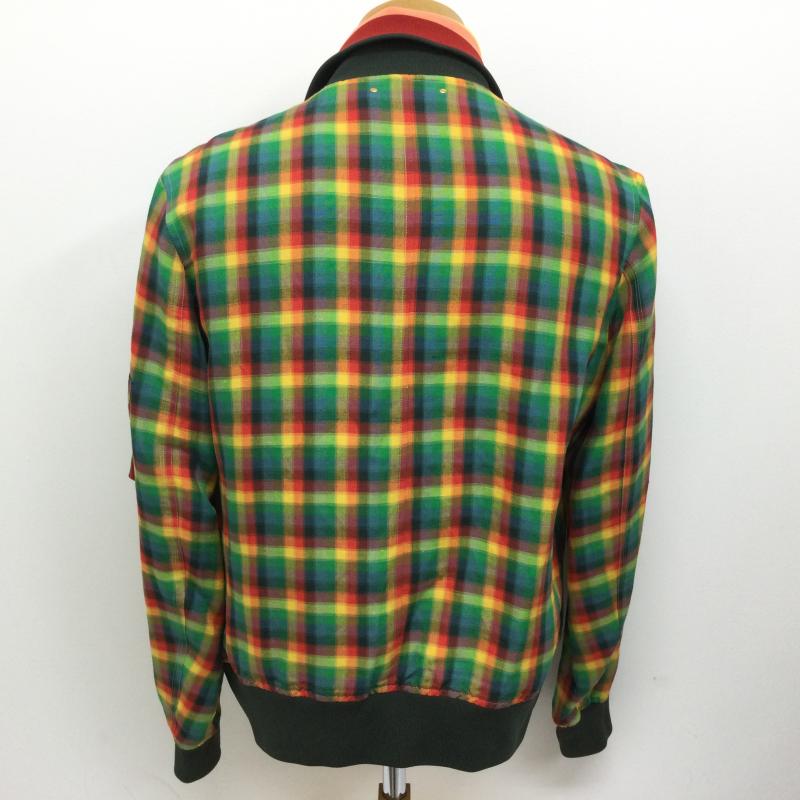 ポールスミス Paul Smith ジャケット、上着 ジャンパー、ブルゾン 173104 麻・レーヨン混 マドラスチェック柄 マルチストライプ トラックジャケット ライトアウター XL チェック X ストライプ 赤 / レッド / red X 緑 / グリーン / green X 黄 / イエロー / yellow メンズ USED 古着 中古 50098947