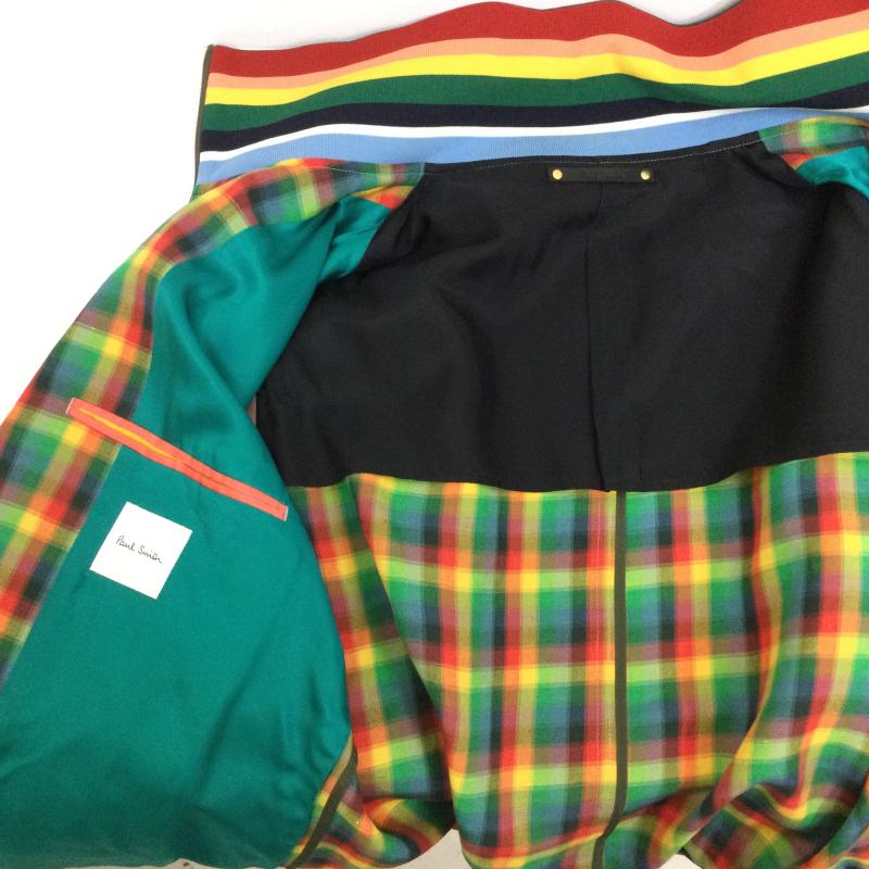 ポールスミス Paul Smith ジャケット、上着 ジャンパー、ブルゾン 173104 麻・レーヨン混 マドラスチェック柄 マルチストライプ トラックジャケット ライトアウター XL チェック X ストライプ 赤 / レッド / red X 緑 / グリーン / green X 黄 / イエロー / yellow メンズ USED 古着 中古 50098947
