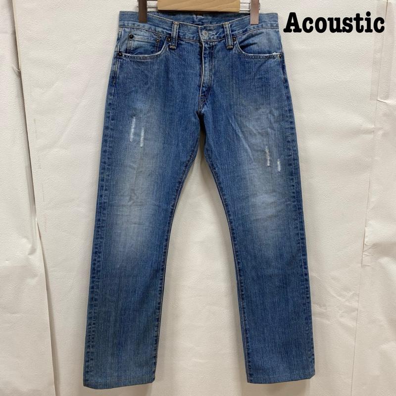 アコースティック ACOUSTIC パンツ デニム、ジーンズ Acoustic 5ポケット クラッシュデニム ダメージ加工 ジッパーフライ UNIVERSAL 日本製 AP5118 M M ダメージ加工 X ワンポイント X ロゴ、文字 インディゴ / インディゴ / Indigo X 水色 / ライトブルー / メンズ USED 古着 中古 50099462