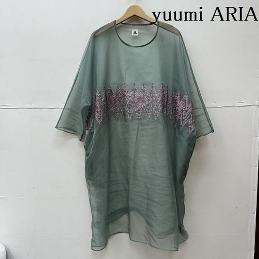 ユウミアリア yuumi ARIA ワンピース ロングスカート エンブロイダリー ワンピース EMBROIDERY ONEPIECE 長袖 ワイド ロング 211-AS014 FREE 緑 / グリーン / green レディース USED 古着 中古 50099507