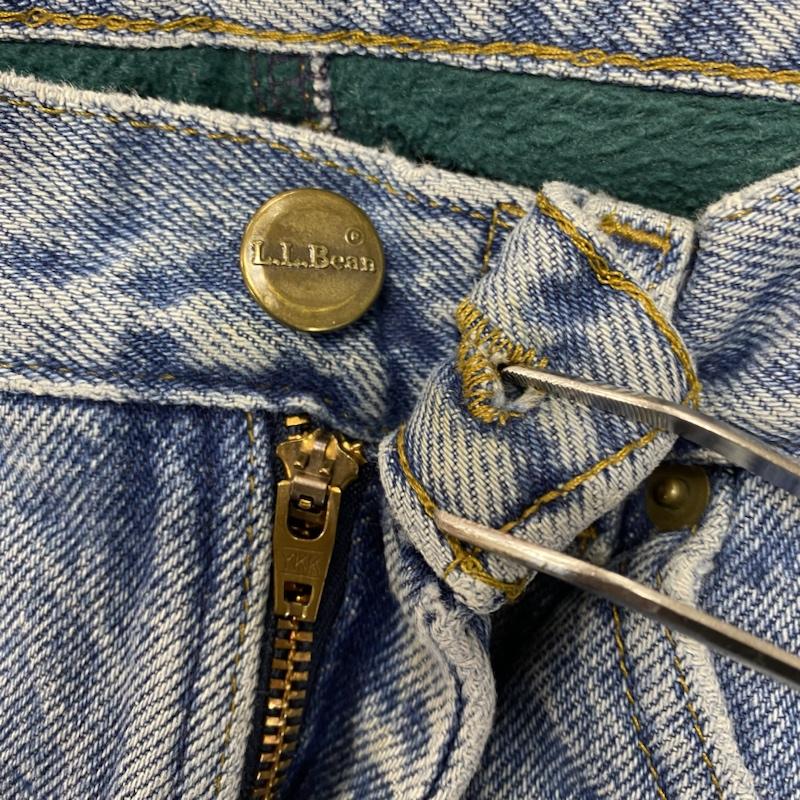 エルエルビーン L.L.Bean パンツ デニム、ジーンズ L.L.Bean フリースライナー デニムパンツ T705 ジッパーフライ IDG GRN W31 L36 31インチ ロゴ、文字 X ワンポイント インディゴ / インディゴ / Indigo X 緑 / グリーン / green メンズ USED 古着 中古 50099953