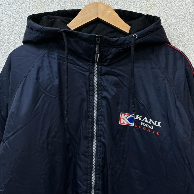 カールカナイ KARL KANI ジャケット、上着 ジャンパー、ブルゾン スリーブ ライン ロゴ 刺繍 ハイネック フード 中綿 ナイロン M 紺 / ネイビー / navy メンズ USED 古着 中古 50100397