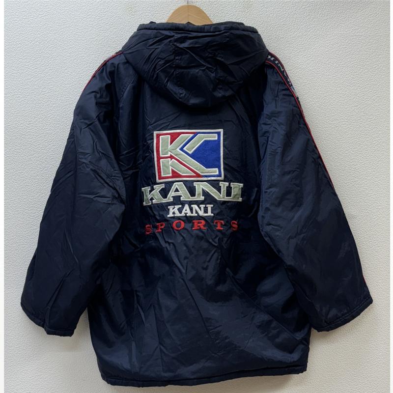 カールカナイ KARL KANI ジャケット、上着 ジャンパー、ブルゾン スリーブ ライン ロゴ 刺繍 ハイネック フード 中綿 ナイロン M 紺 / ネイビー / navy メンズ USED 古着 中古 50100397
