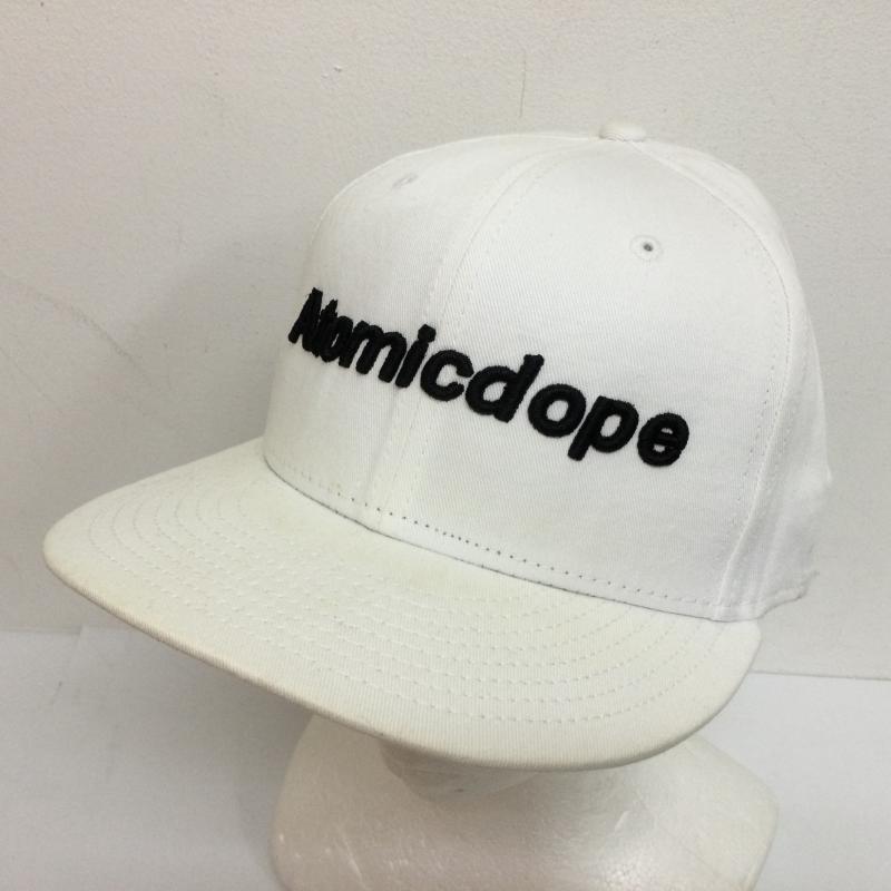 ニューエラ NEW ERA 帽子 キャップ Atomicdope アトミックドープ ロゴ刺繍 スナップバック ゴルフキャップ - ロゴ、文字 白 / ホワイト / white X 黒 / ブラック / black メンズ USED 古着 中古 50100881