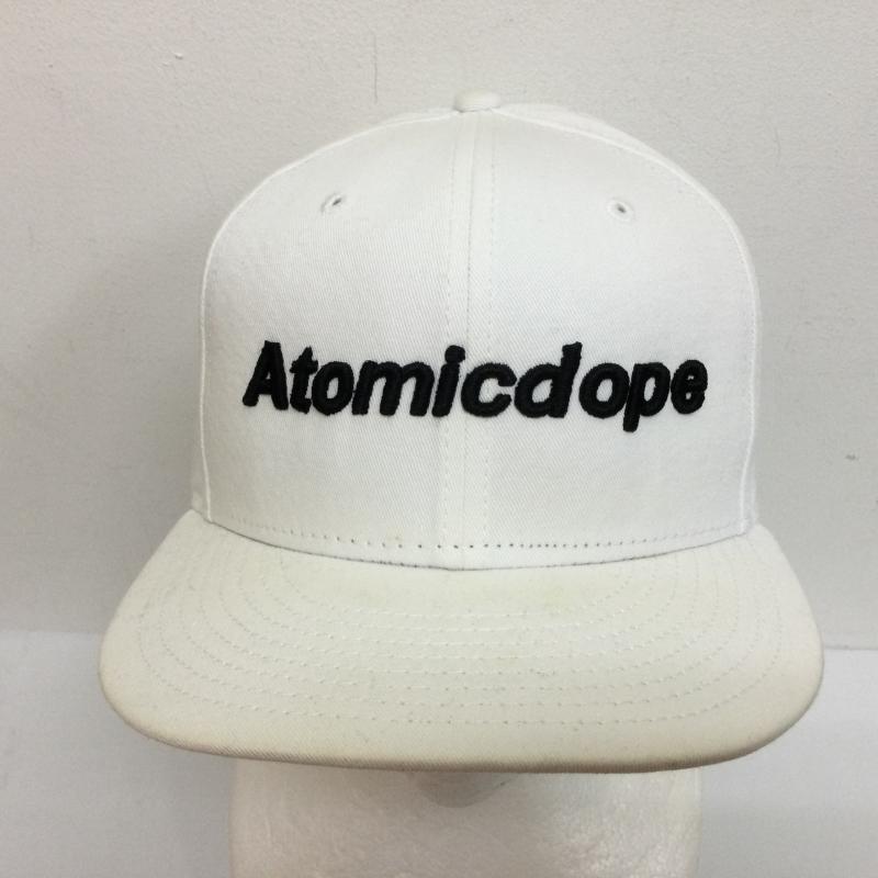 ニューエラ NEW ERA 帽子 キャップ Atomicdope アトミックドープ ロゴ刺繍 スナップバック ゴルフキャップ - ロゴ、文字 白 / ホワイト / white X 黒 / ブラック / black メンズ USED 古着 中古 50100881