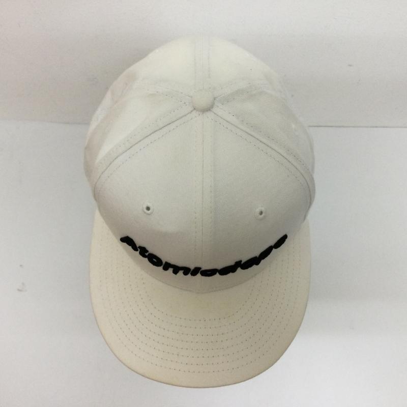 ニューエラ NEW ERA 帽子 キャップ Atomicdope アトミックドープ ロゴ刺繍 スナップバック ゴルフキャップ - ロゴ、文字 白 / ホワイト / white X 黒 / ブラック / black メンズ USED 古着 中古 50100881