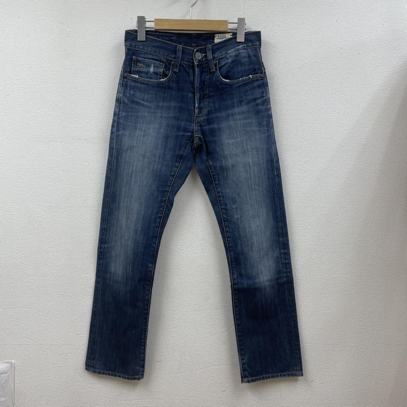 ジースターロゥ G-STAR RAW パンツ デニム、ジーンズ 3301 ストレート ジーンズ デニム テーパード ストレッチ ボタンフライ 501210282 28インチ ロゴ、文字 X 刺繍 インディゴ / インディゴ / Indigo メンズ USED 古着 中古 50100961
